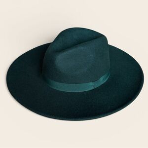 Lucky Brand Wide Brim Ranger Hat Forest Green Wool Blend Fedora